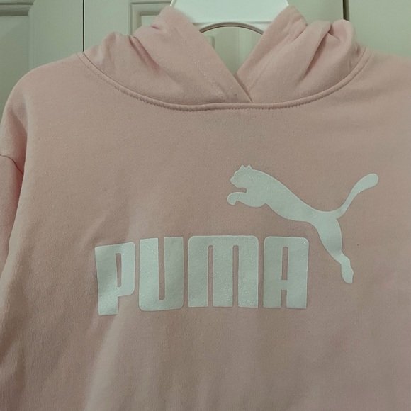 Girls Puma Pink Hoodie With Pockets, Size Large - Picture 5 of 5